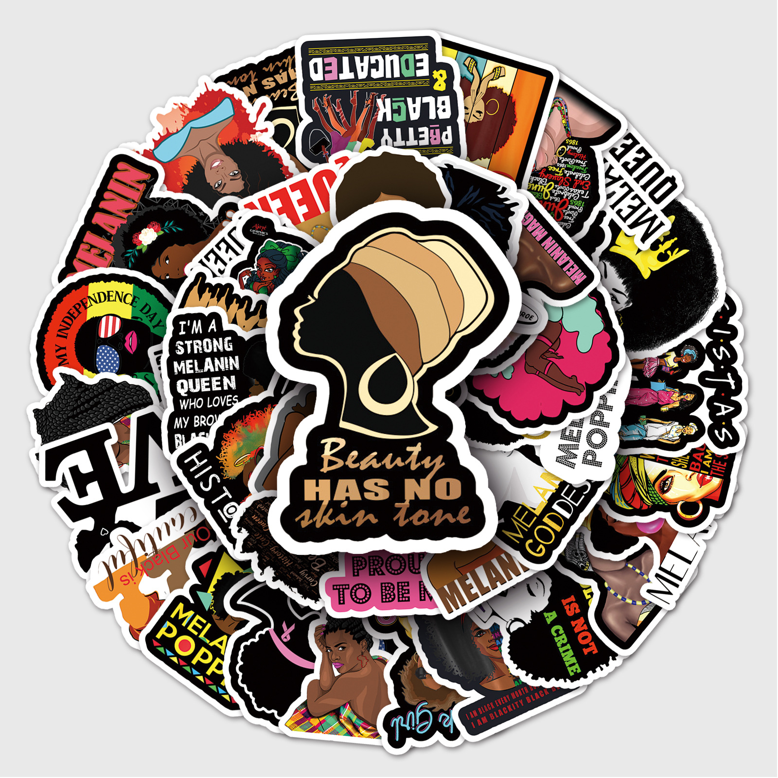 50 hojas de inspiración negro chica pegatinas equipaje motocicleta bicicleta decoración del coche de dibujos animados pegatinas de graffiti