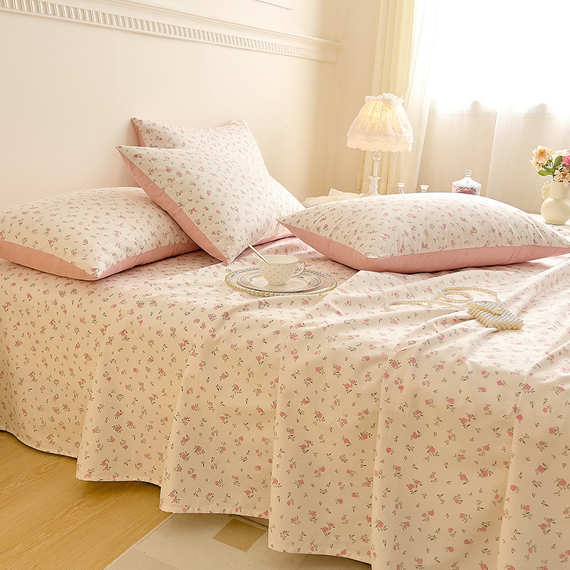 Pequeña sábana gruesa de algodón puro fresco pieza individual 100 algodón dormitorio estudiante individual edredón individual funda de almohada juego de tres piezas 2