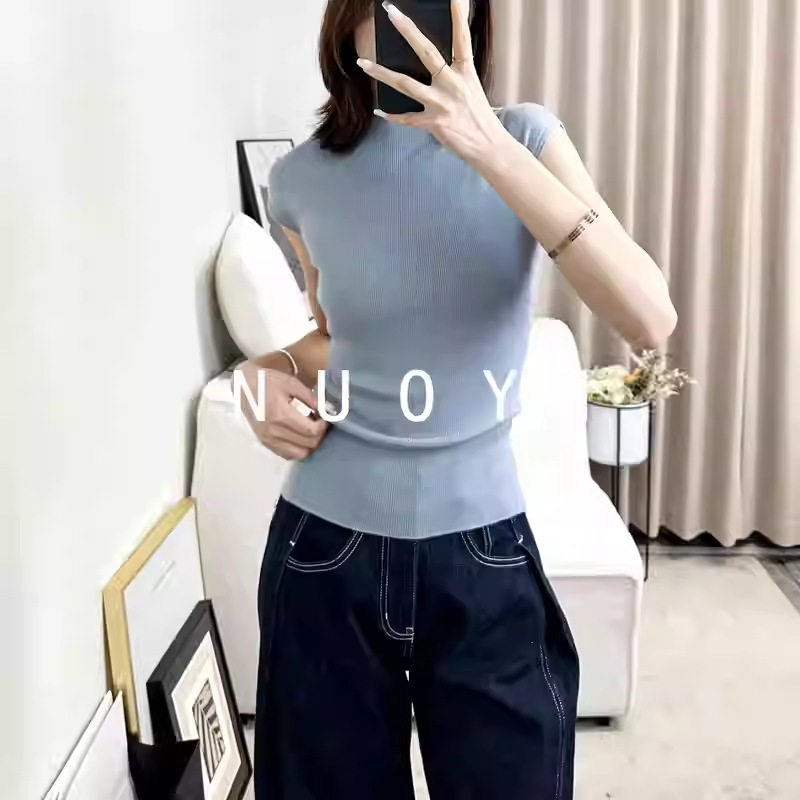 Spring and Summer Women's Clothing 100% Wool Half-High Collar Shoulder-Sleeve Knit Vest Sleeveless Base Sweater Inner Wear Women's Wool Spring and Summer Women's Clothing 100% Wool Half-High Collar Shoulder-Sleeve Knit Vest Sleeveless Base Sweater Inner Wear Women's Wool