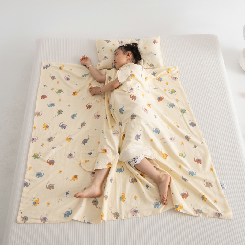 Baby Sleeping Anti-Kick Quilt, Class a Pure Cotton Double-Layer Gauze Children's Anti-Kick Magic Nap Thin Quilt for Summer
