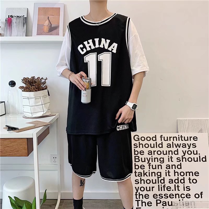 Large Size Quick-Drying Mesh Basketball Suit Men's Short-Sleeved T-Shirt Sports Jersey Fake Two-Piece Loose Cheap Couple's Jersey Large Size Quick-Drying Mesh Basketball Suit Men's Short-Sleeved T-Shirt Sports Jersey Fake Two-Piece Loose Cheap Couple's Jersey
