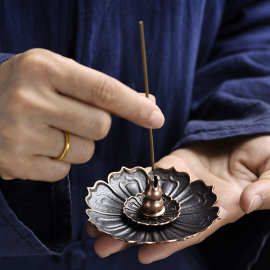 厂家直销葫芦香插香炉配件多功能香托线香莲花香插盘香架合金香插