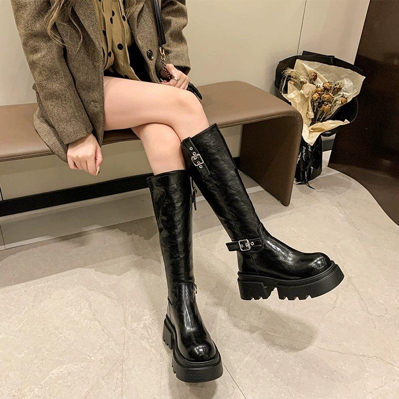 (Cross-border trading), demi-season high boots with zipper