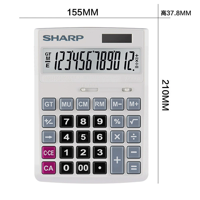 [Калькулятор Sharp с солнечной батареей, 12-разрядный, большой дисплей, финансовый и офисный девайс]