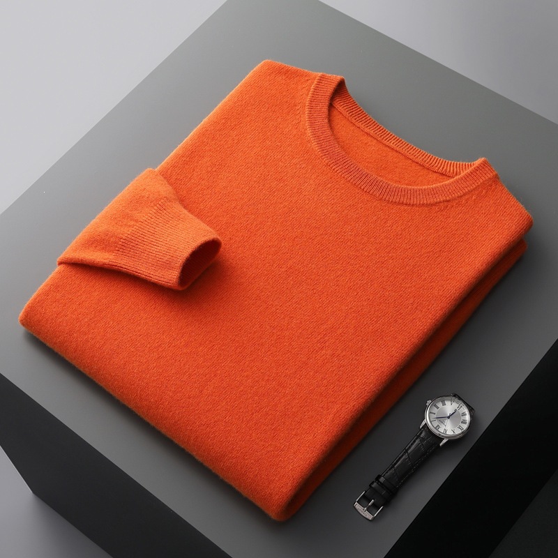 New autumn/winter ready-to-wear solid color wool sweater for men, round neck, long sleeve pullover sweater, business casual wool sweater