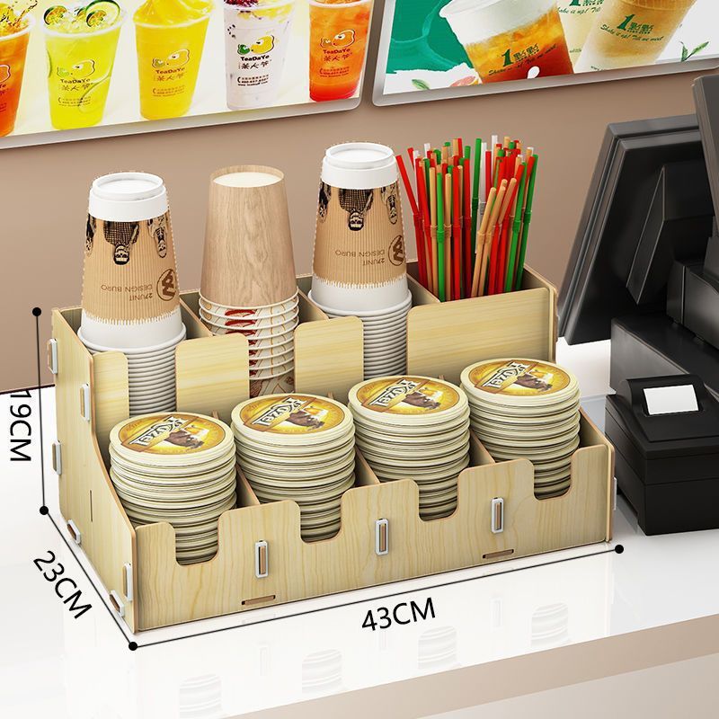 Y奶茶店 一次性纸杯架 取杯器 分杯架咖啡 吸管收纳盒吧台用品商L|undefined