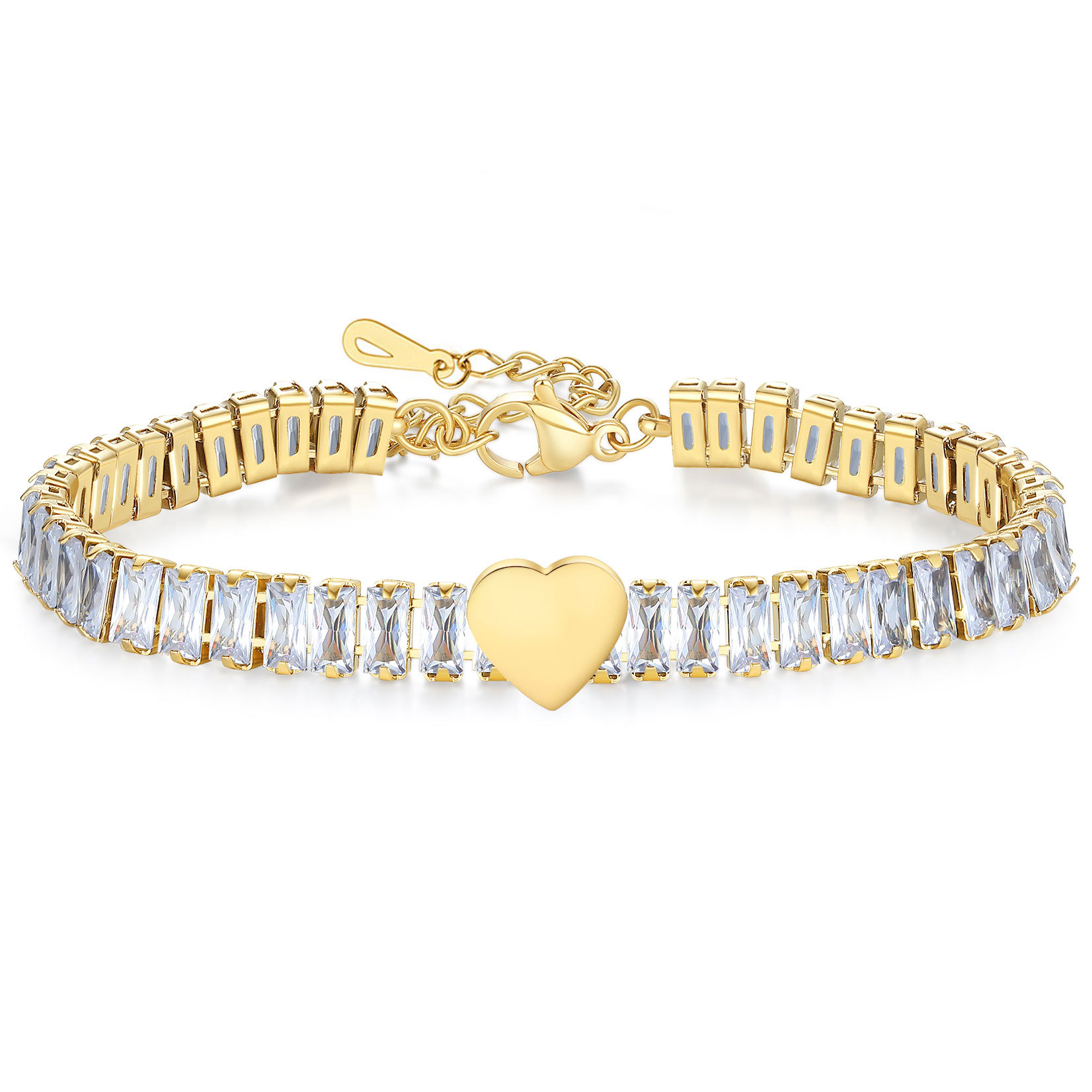 Titanium Steel Pendant Material Simple Style Shiny Heart Shape Titanium Steel Bracelets In Bulk