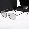 Rectangular small metal glasses solar-powered suitable for men and women, retro sunglasses, Korean style