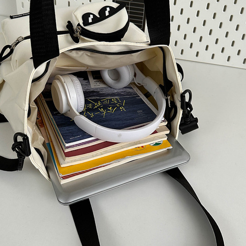 Unisex 2024 New Trend Large Capacity Tote Bag for University Students, Suitable for Both Men and Women, Featuring Single Shoulder and Crossbody Options