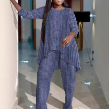 2024欧美独立站 欧洲站冬季舒适纯色大码女式时尚圆领两件套服装