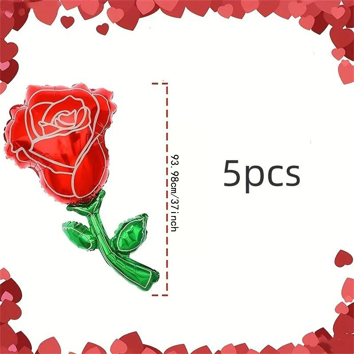 5pcs/set Valentine's Day Red Rose Shaped Foil Balloons For Valentines Photo Backdrop Rose Flower Theme Wedding Valentines Day Decoration Party Supplies