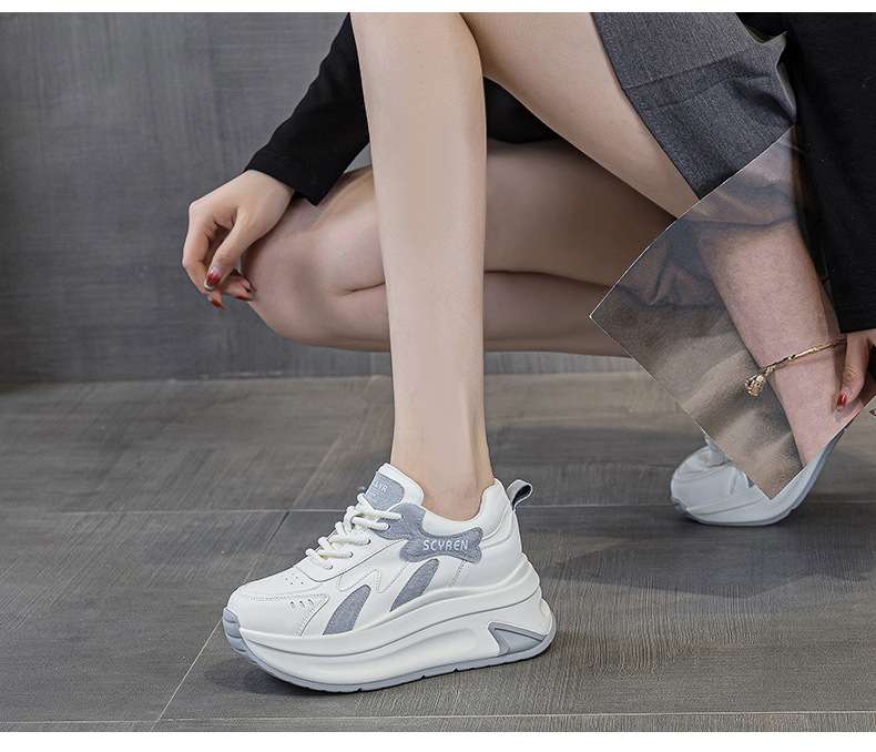 Giày sneaker nữ đế dày tăng chiều cao phong cách A-Gan mới thu đông 2025 — M2918 màu xám, M2918 màu vàng, M2918 màu xanh chi tiết 24