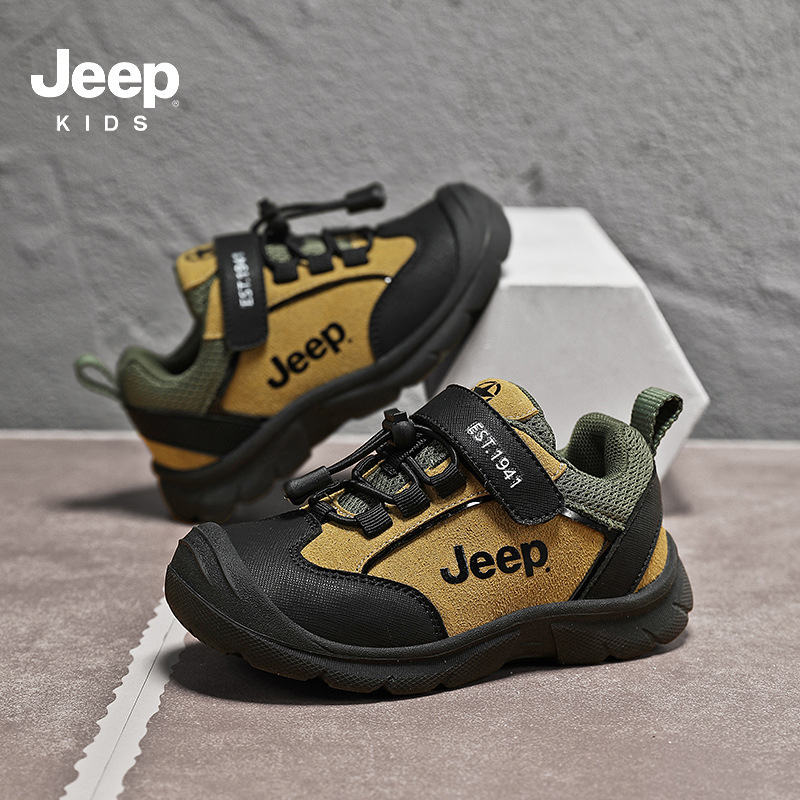 Jeep男童鞋2025秋冬新款防水皮面运动鞋潮牌百搭魔术贴儿童鞋女童|undefined