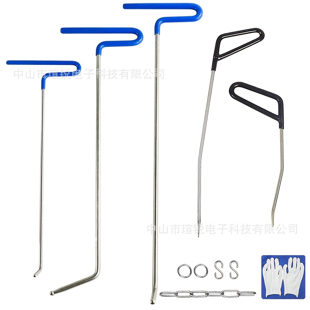 顶杆套装汽车钣金凹陷修复工具套装凹痕修复多头不锈钢撬棍套装