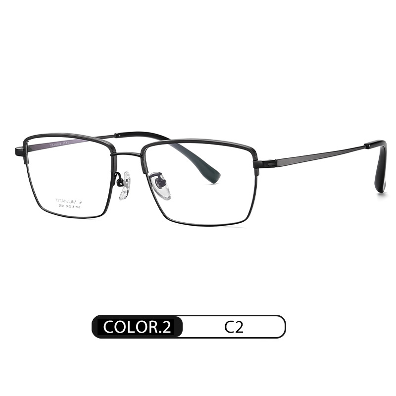 Fábrica al por mayor gafas de titanio puro marco de los hombres marco cuadrado gafas de negocios marco YJ2031 de dos colores chapado IP miopía gafas marco
