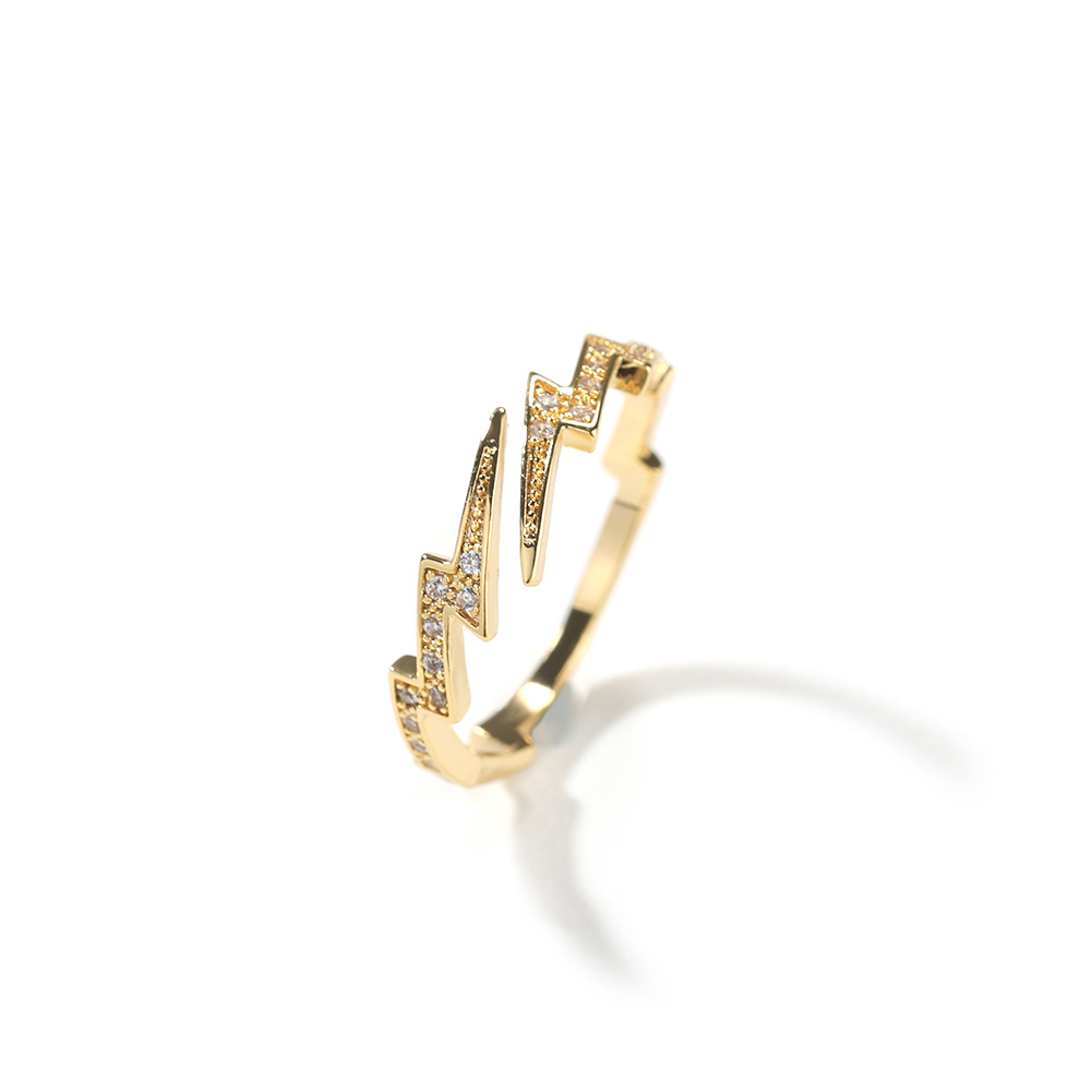 Lightning Diamond Ring Rose Gold Zircon Creative Fashion Jewelry_voghion.com