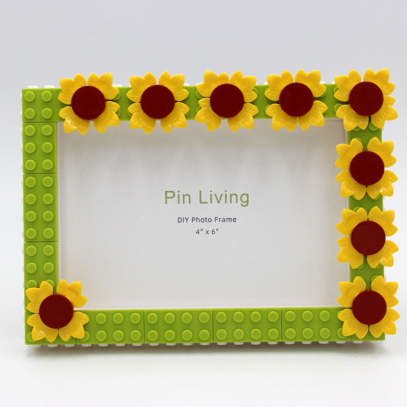 Panyi DIY children's photo frame handmade creative sunflower picture frame gift building block photo frame early education activity gift factory
