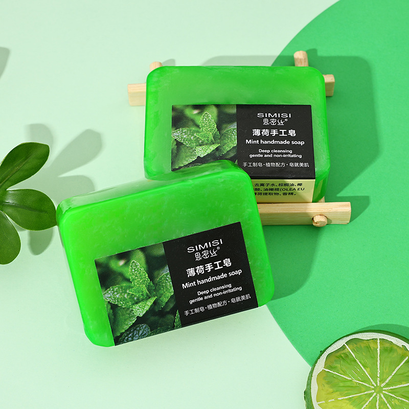 【思密丝】 薄荷精油皂 贴标花皂 手工制皂 清洁滋润 100G|undefined