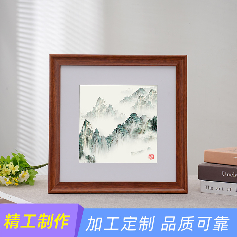 Customized Solid Wood Photo Frame, Square Wooden Picture Frame, Wall-Mounted Cross-Stitch, Chinese Painting, Calligraphy and Painting Mounting Frame