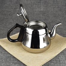 加厚不锈钢茶壶带滤网饭店餐厅泡茶水壶家用电磁炉烧平底单壶