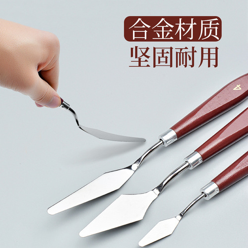 5-piece oil painting knife, stainless steel flat scraper, pointed oil painting knife, palette knife, paint shovel