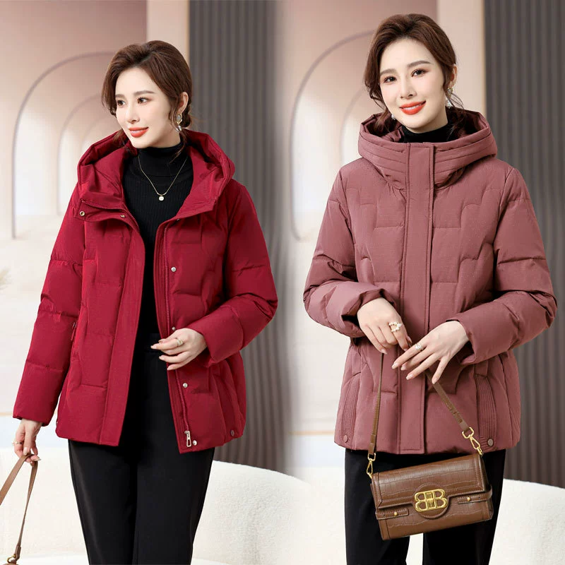 Пальто для матери среднего возраста в иностранном стиле 2023 новый короткий пуховик для среднего и пожилого возраста, женская зимняя модная куртка с хлопковой подкладкой