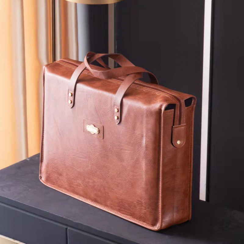 Yellow brown leather kit bag [high-grade leather, no odor]