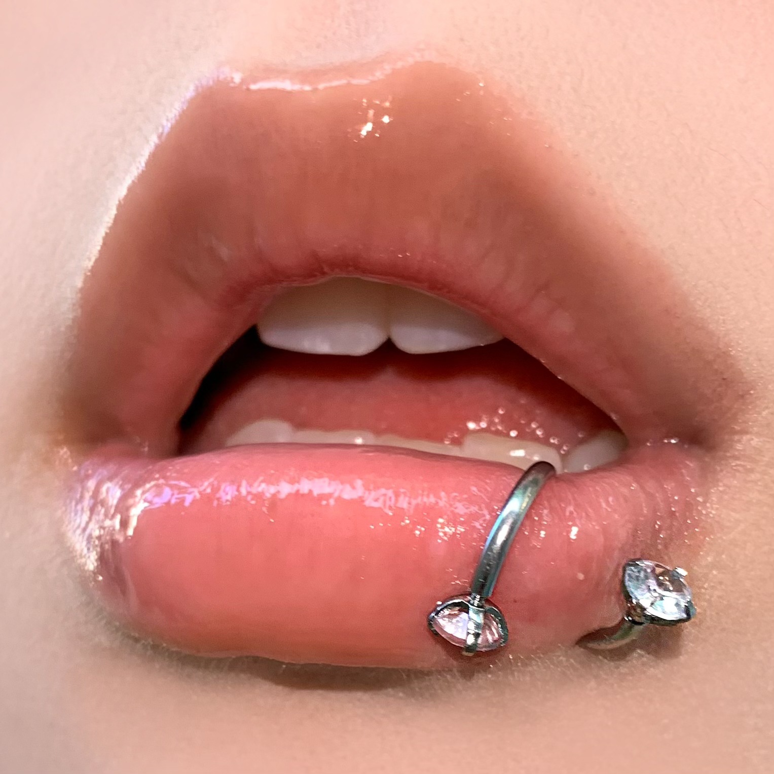 Flash Zircon S-Shaped Lip Ring 12mm Internally Threaded 316L Surgical Steel Lip Hoop Piercing Jewelry for Women Men detail image 16