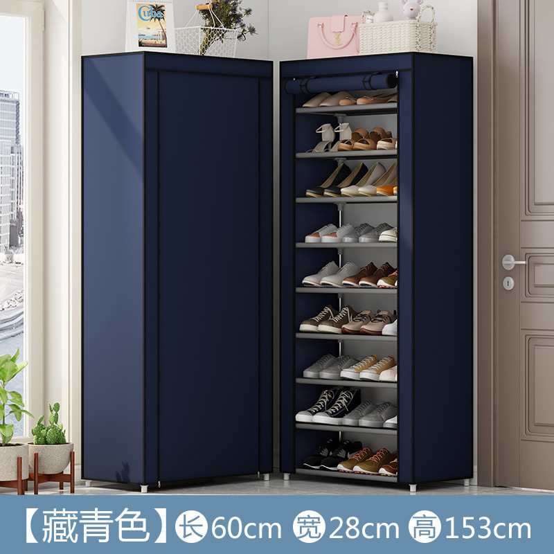 Estante de zapatos de tela de Oxford simple multicapa estante de almacenamiento multifuncional a prueba de polvo en la puerta del dormitorio estudiantil