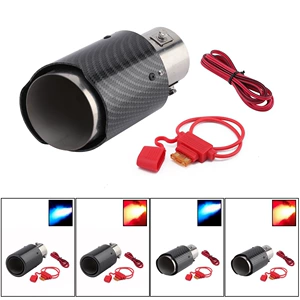Cross-Border Car Modification Carbon Pattern Luminous Tailpipe Motorcycle Flame Effect Led Light Stainless Steel Exhaust Pipe Dropshipping