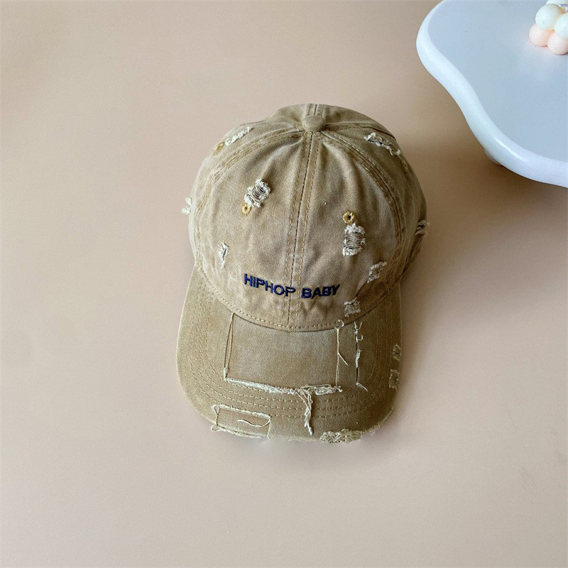 Primavera y otoño personalidad de otoño sombrero de sol para niños gorra de lengua de pato estilo coreano agujero mendigo sombrero de béisbol para niños