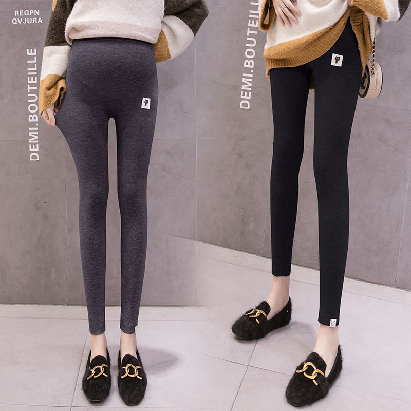 En stock ropa de maternidad forrada polar cálido estilo coreano pantalones de maternidad 2024 Otoño e Invierno ropa pantalones leggings ajustable vientre soporte Pantalones