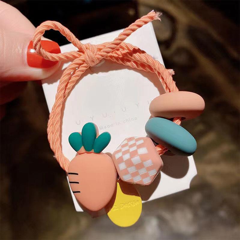 Elástico joyas de cabello de moda con frijoles frescos M anillo de cereza cuerda de cabello al por mayor de la banda de goma cabeza de 100 bolas de cabello rojo una variedad de alta elástica