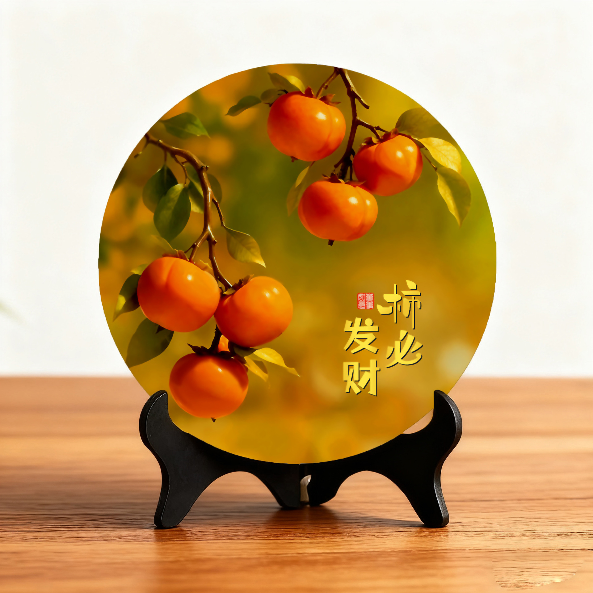 厂家现货柿柿如意新款摆件桌面客厅装饰画高清水晶相框玄关摆台