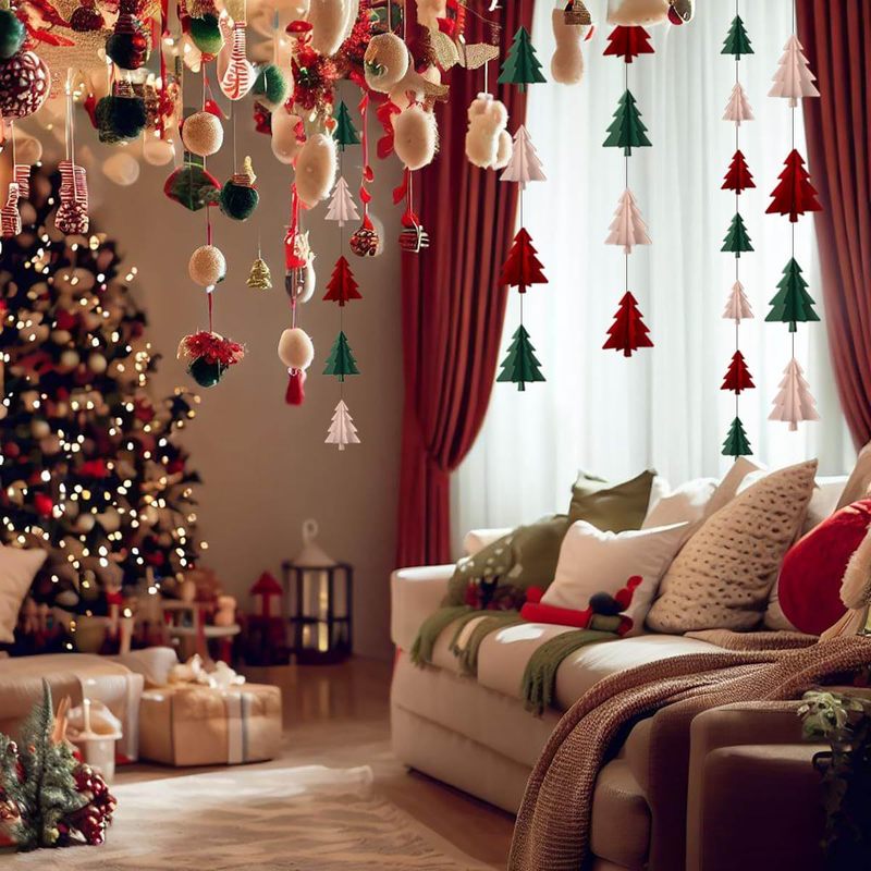 3d立体ミニ3層の小さなクリスマスツリーの紙は花を引っ張って旗を掲げます。|undefined