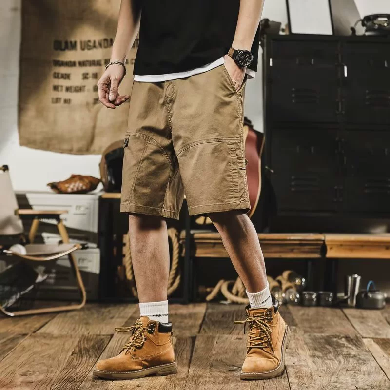 Высококачественные американские рабочие шорты в стиле ретро, ​​мужские модные свободные прямые повседневные шорты средней длины, мужские летние тонкие шорты с пятью точками