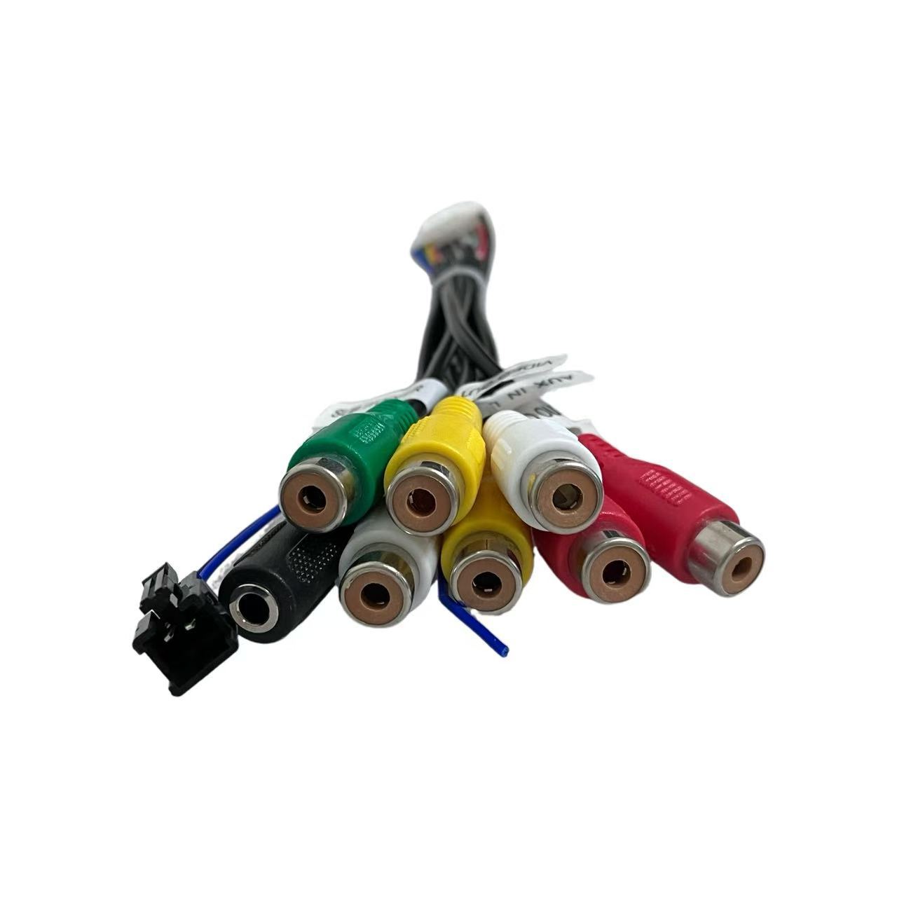 Universal 6-head RCA Android navigation car audio cable, multi-functional AUX amplifier, reverse camera audio