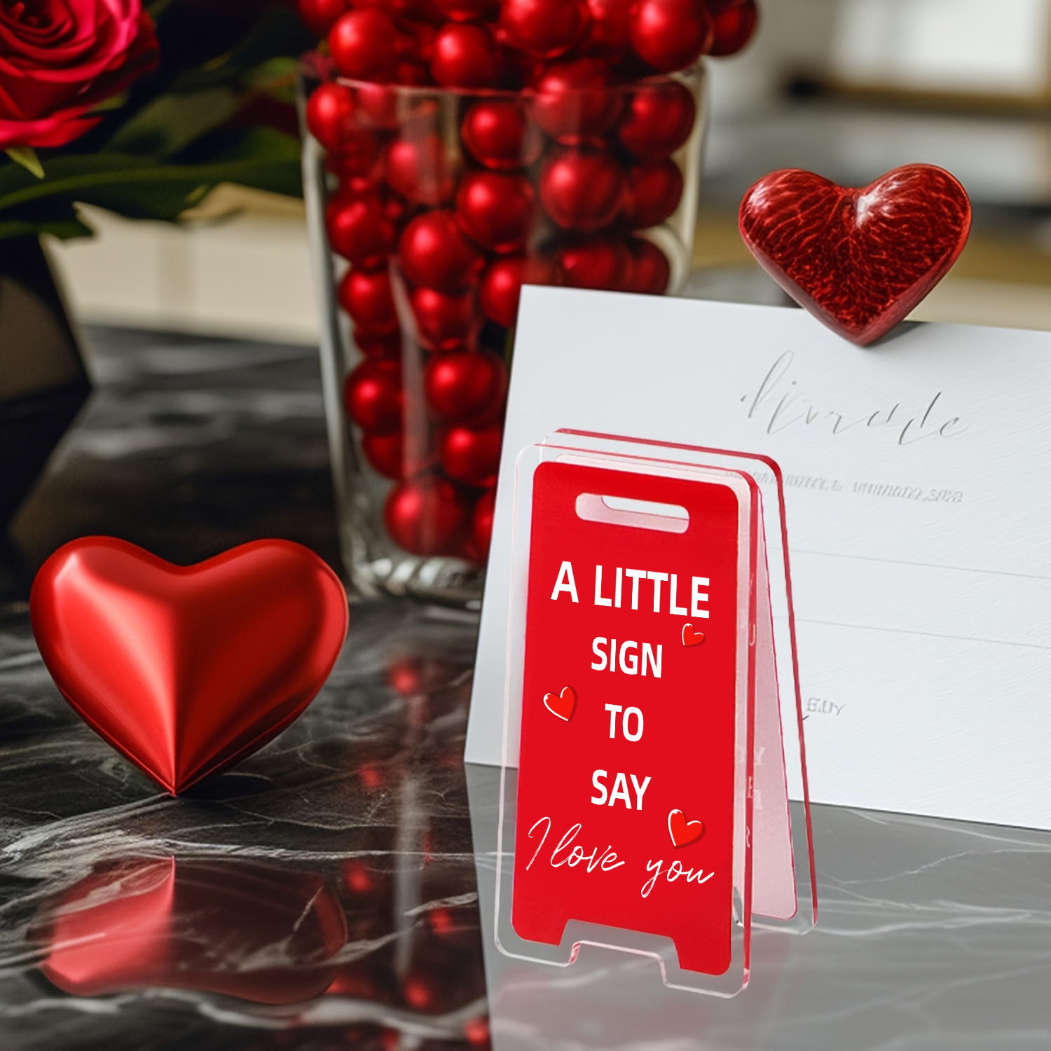 Cross-Border Acrylic Desktop Ornaments Warning Sign Photo Holder Creative Desk Note Holder Valentine's Day Gift