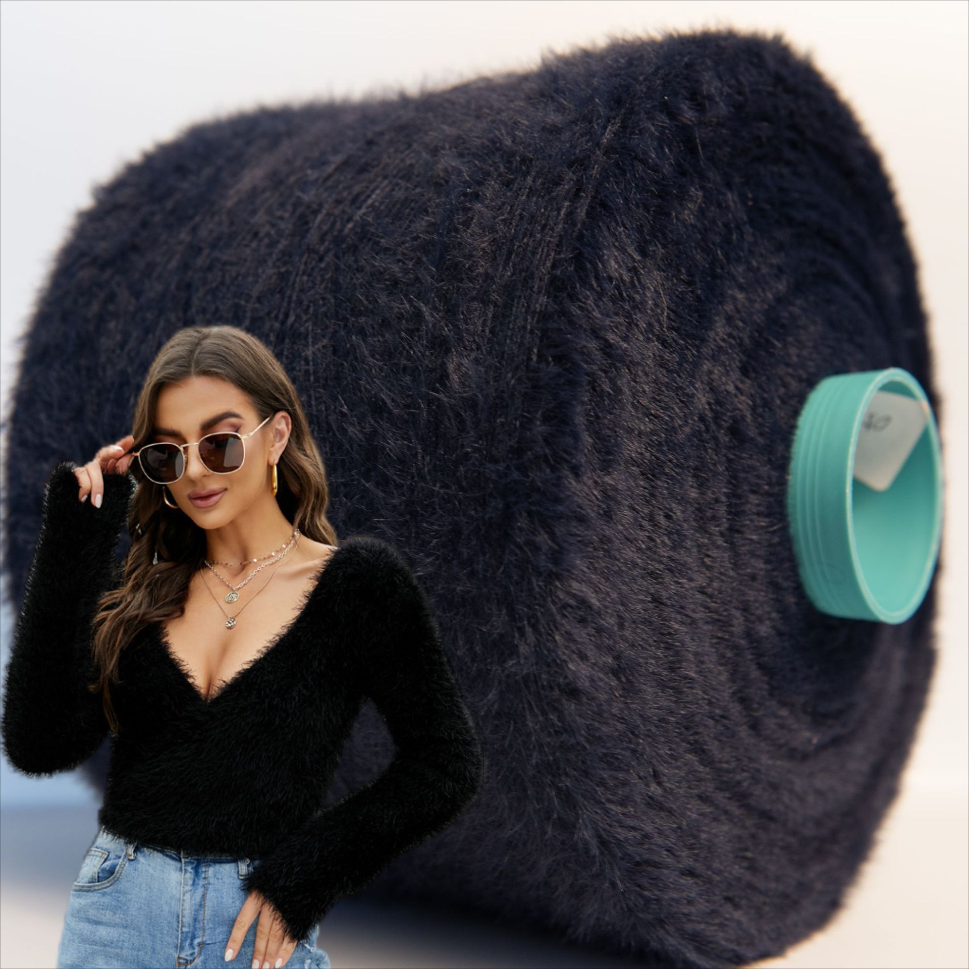 厂家现货8公分仿貂花式纱特种纱尼龙羽毛纱尼龙秋冬装围巾不掉毛