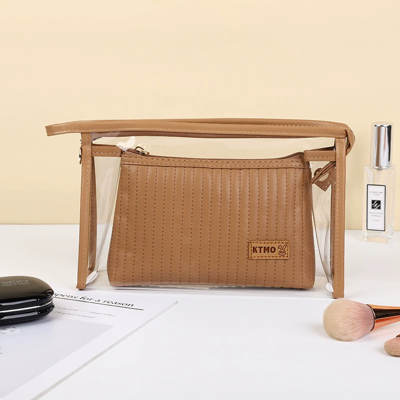 Polyurethane Cosmetic Bag, Handheld Waterproof Organizer, Spacious 24.2×19.6×3.6 cm