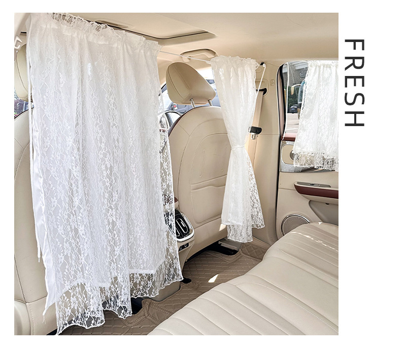 Lace double-layer car partition curtain sunshade curtain sunscreen heat insulation car sunshade retractable car privacy curtain