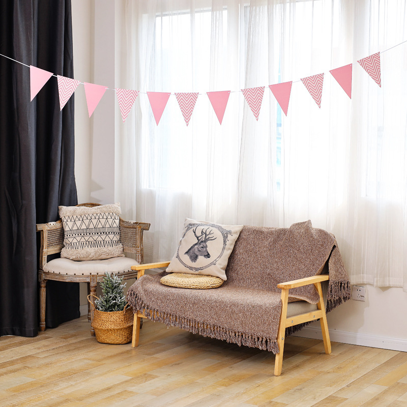 Bandera de triángulo ondulado estampado de oro decoración de cumpleaños banderas festivas decoraciones de fondo accesorios banderas de triángulo