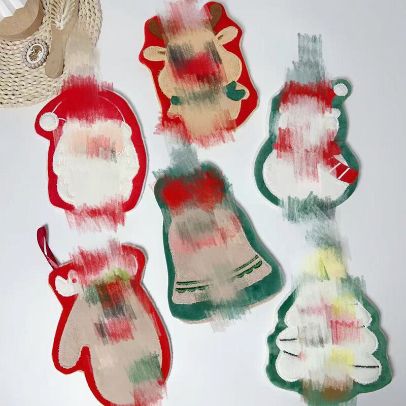 Cross-border Christmas decoration hanging coral fleece absorbent quick-drying cloth kitchen embroidery towel snowman towel