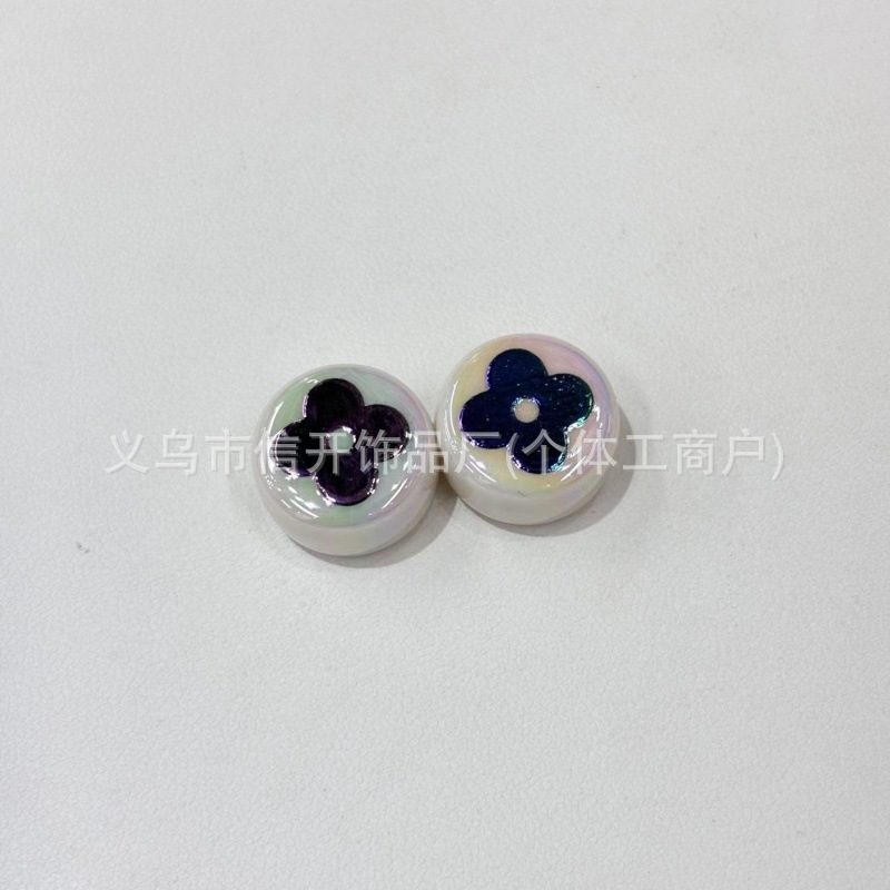 通孔电镀四叶草小圆饼串珠笔配件手机钥匙链包挂diy手工饰品材料|undefined