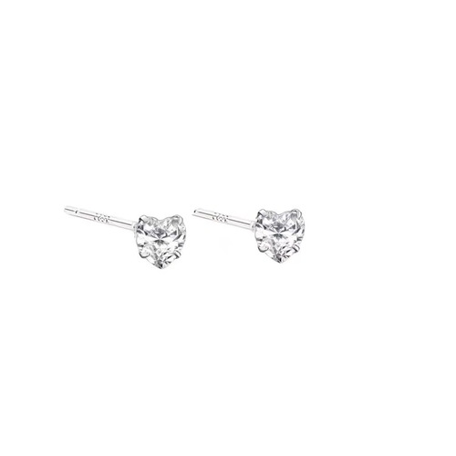 Pure Silver Heart Shaped Diamond Light Emitting Earrings for Women, New Style, Light Luxury, Minimalist, Cold Style Earrings, Small and Retro Ear Decorations