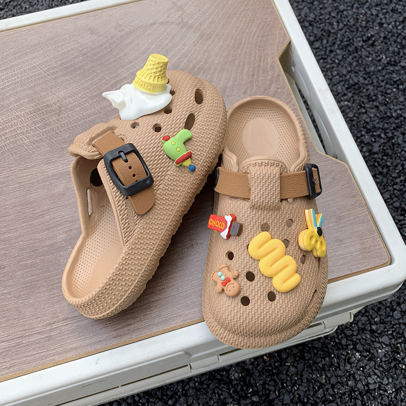 Zapatillas Birkenstock para niños lindos de moda, transpirables, suela blanda, suela gruesa, zapatos con agujeros, zapatos para niños de verano, sandalias y zapatillas, todo fósforo