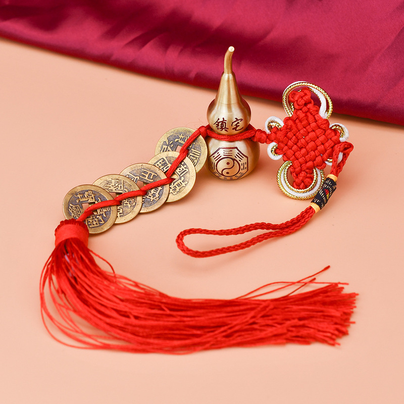 Brass Chinese Knot Five Emperors Money Hanging Gourd Five Emperors Money Pendant Door and Door Home Decorations Crafts Pendant Brass Chinese Knot Five Emperors Money Hanging Gourd Five Emperors Money Pendant Door and Door Home Decorations Crafts Pendant