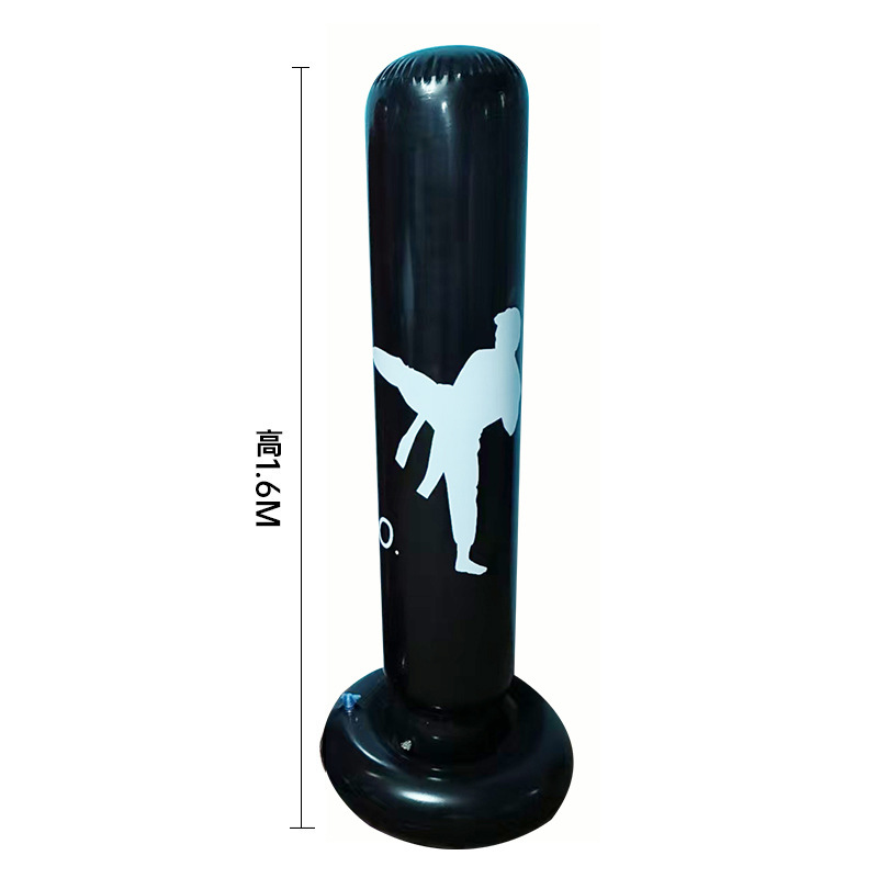 Черный боксерский столб в стиле KO, обновленная и утолщенная версия☆В комплекте воздушный насос с ножным управлением.