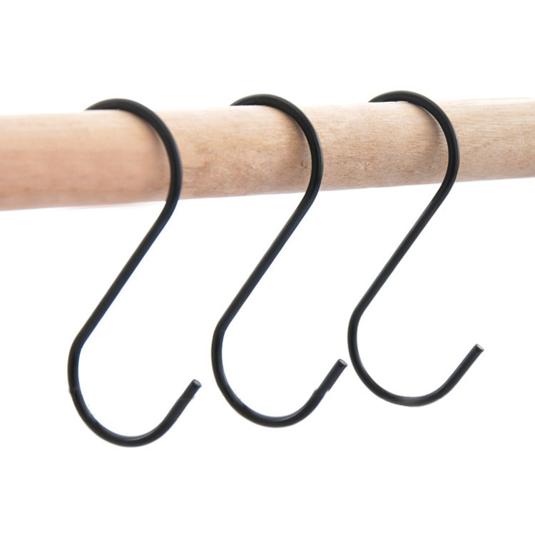 S-tipo de acero inoxidable negro gancho salchicha carne S gancho mochila gancho ropa S-en forma de gancho de exposición 3 Pack