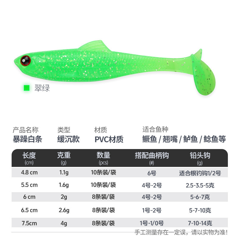 平凡之路暴躁白条T尾路亚软饵黑坑翘嘴鲈鱼鳜鱼者小虫缓沉根钓T尾|undefined